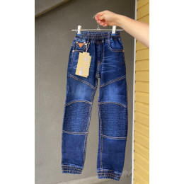 Джинси для хлопчика 6–8 років, сині з резинкою внизу