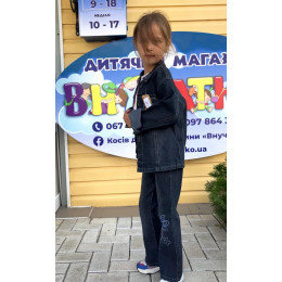 Джинсовий костюм для дівчинки 5–7 років, синій, блакитний, чорний