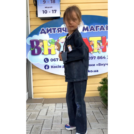 Джинсовий костюм для дівчинки 5–7 років, синій, блакитний, чорний