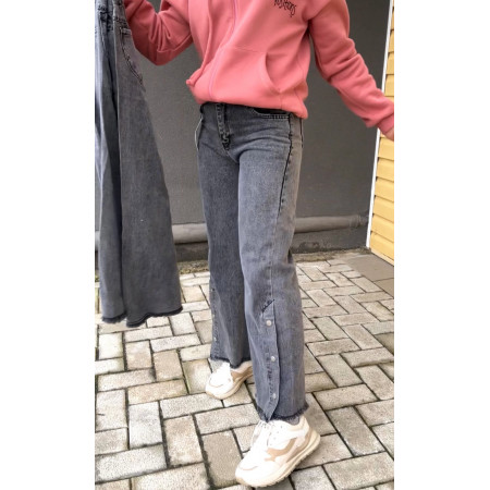 Джинси для дівчинки 6–14 років, сірі, із гудзиками внизу