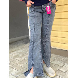 Джинси палаццо для дівчинки 6–12 років, сірі з розрізом внизу