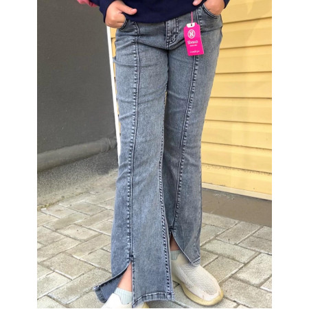 Джинси палаццо для дівчинки 6–12 років, сірі з розрізом внизу