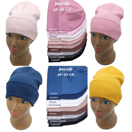 Дитяча шапка для дівчат та хлопців (12 кольорів) розмір 46–50 см