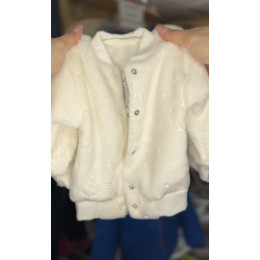 Плюшевий комплект для хрещення універсальний: кофтинка, штанці та шапочка для немовляти