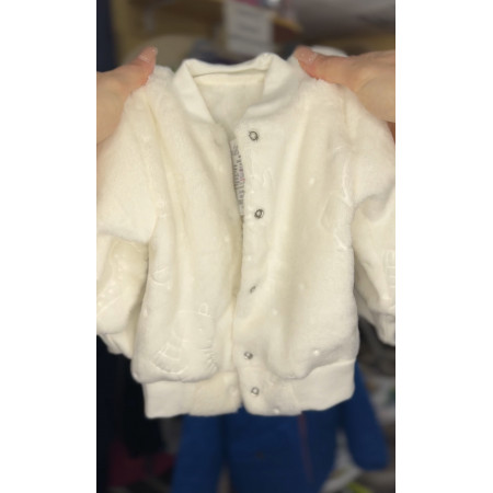 Плюшевий комплект для хрещення універсальний: кофтинка, штанці та шапочка для немовляти