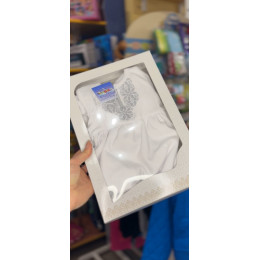 Комплект для хрещення дівчинки з вишивкою: сукня, штанці, чепчики та шапочка