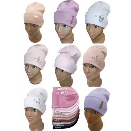 Дитяча шапка для дівчинки (8 кольорів) розмір 46–50 см