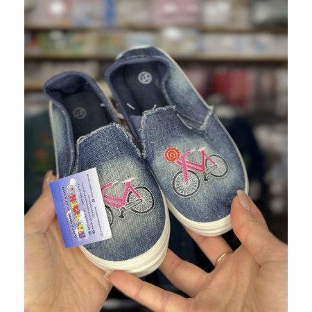 Джинсові сліпони для дівчинки 25–31, легкі дитячі сліпони на літо