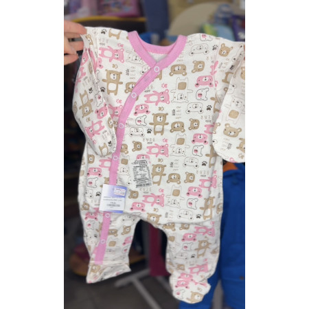 Комбінезон-чоловічок для дівчинки 62 розмір бавовняний (0–3 міс)