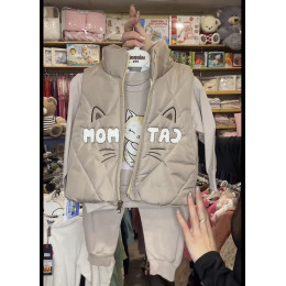 Костюм трійка для дівчинки 1 рік з жилеткою – кофта, штани та жилетка