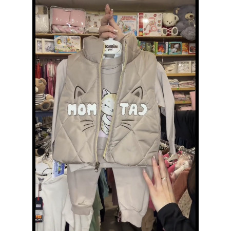 Костюм трійка для дівчинки 1 рік з жилеткою – кофта, штани та жилетка