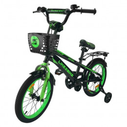 Дитячий велосипед 16" Like2bike Dark Rider 241605 чорно-зелений з додатковими колесами